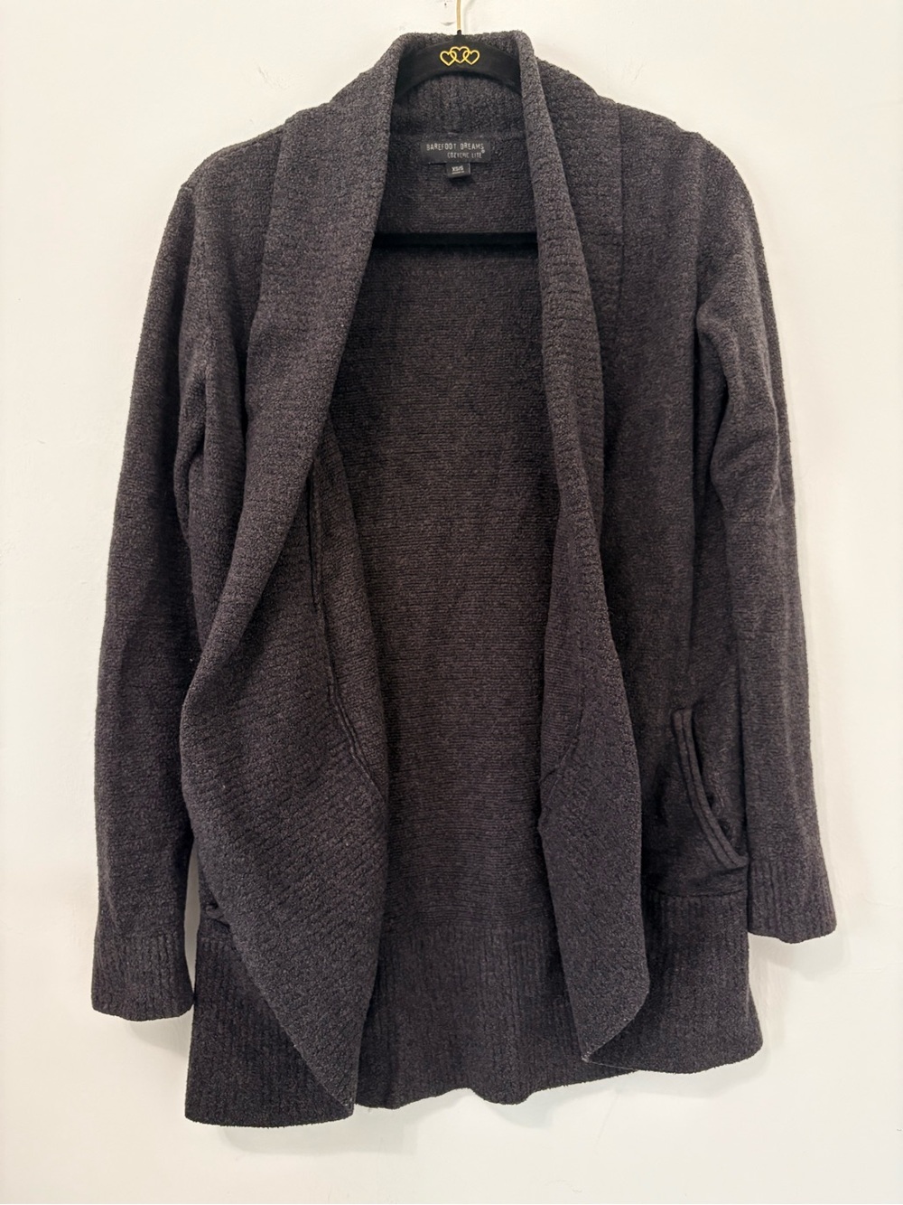 Barefoot Dreams CozyChic Lite Circle Cardigan Sz XS/S Charcoal EUC - Picture 7 of 15